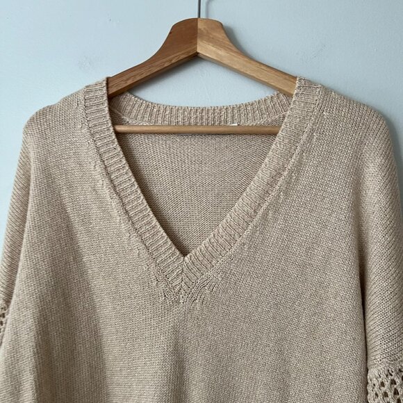 Summum Woman Amsterdam Beige Cotton Blend V-Neck Sweater Women's Size Large - Picture 4 of 10